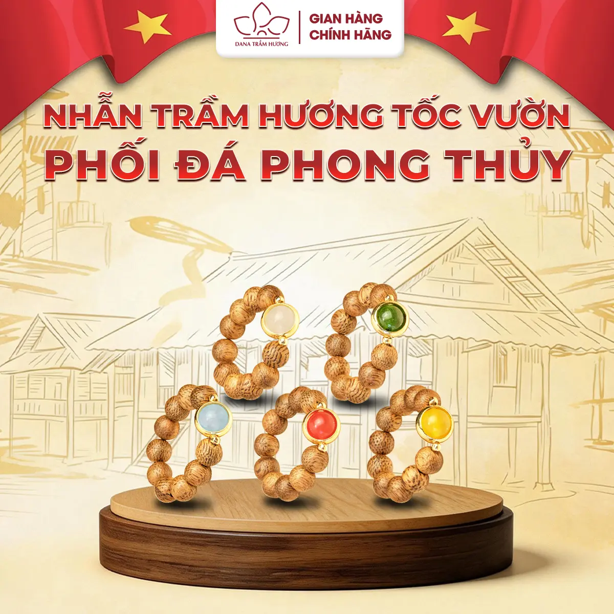 DANA Trầm Hương – Nhẫn Trầm Mã Não Xanh, dịu mắt và hợp phong thủy